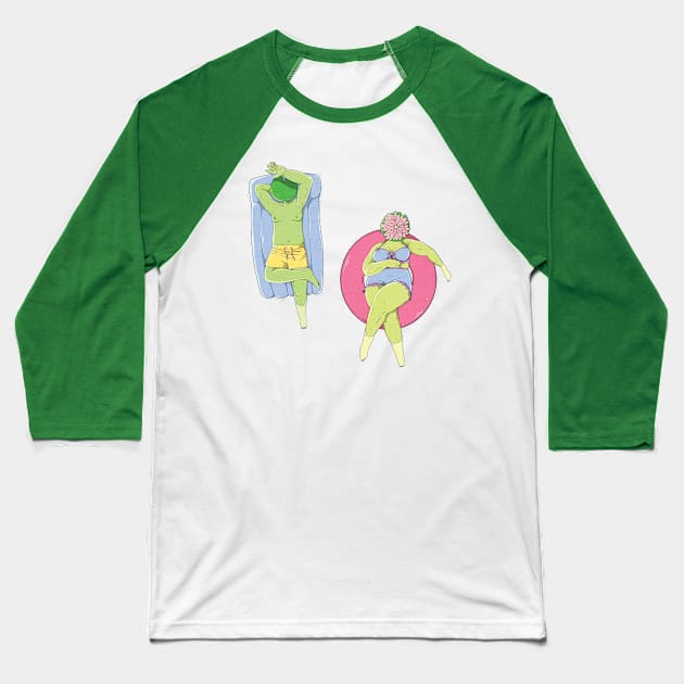 Floaty Time Baseball T-Shirt by Jaimie McCaw